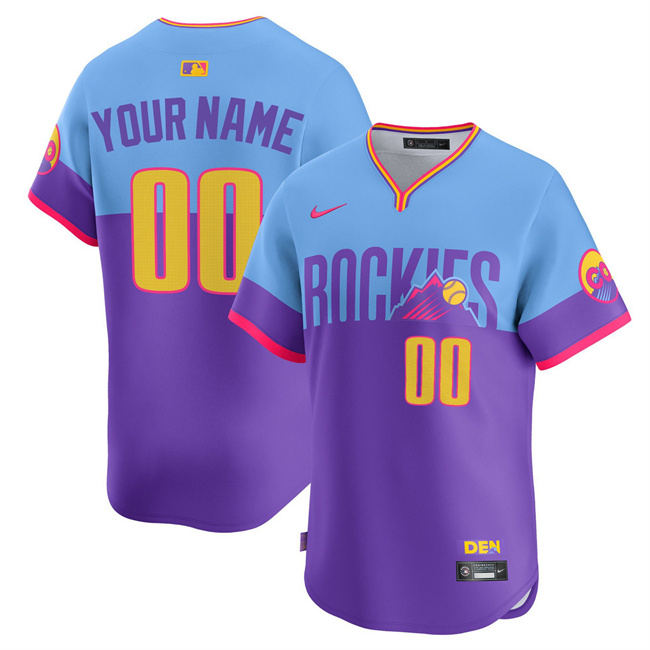 Youth Purple/Light Blue Colorado Rockies ACTIVE PLAYER Custom 2025 City Connect Limited Stitched Baseball Jersey